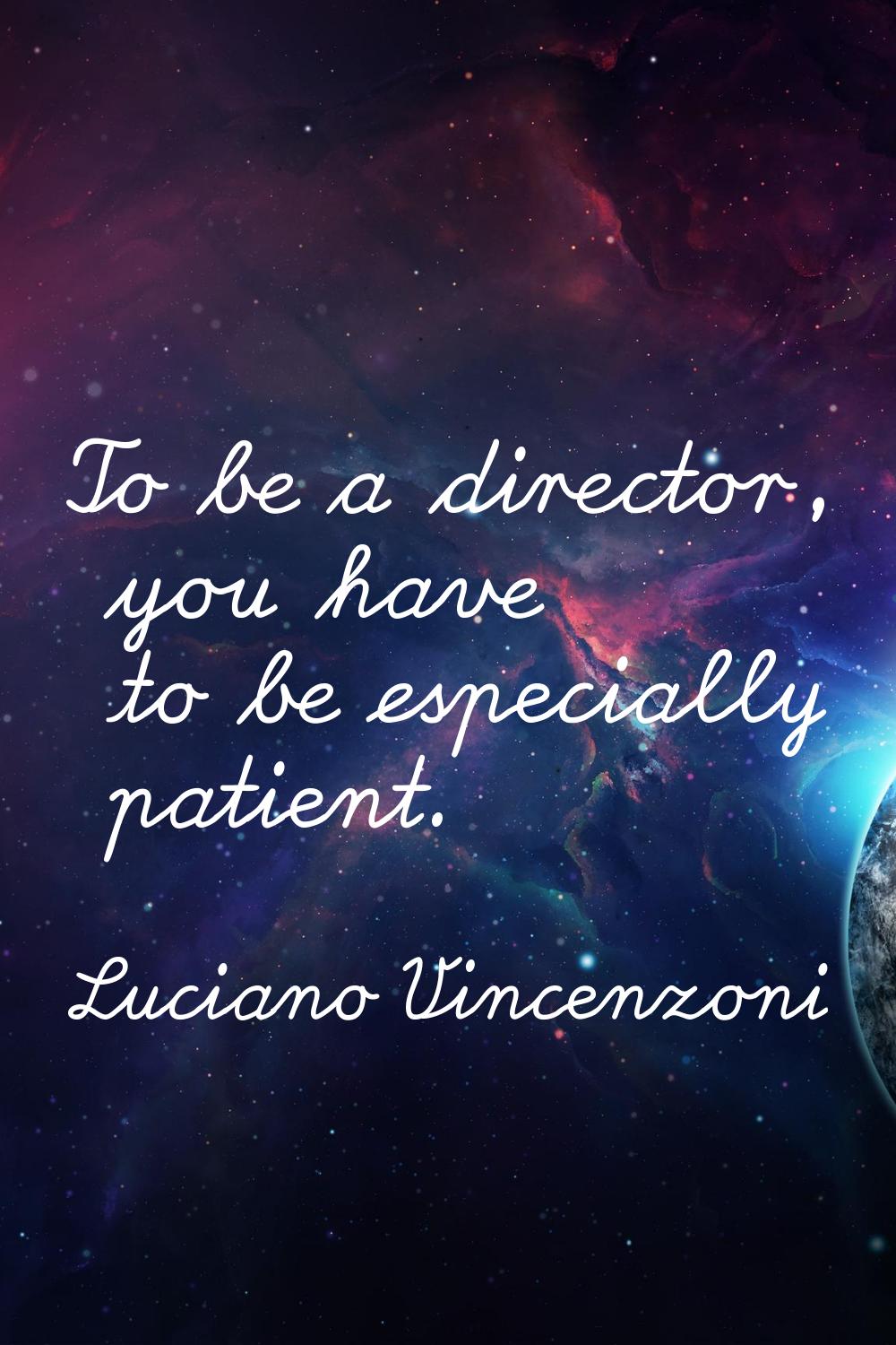 To be a director, you have to be especially patient.