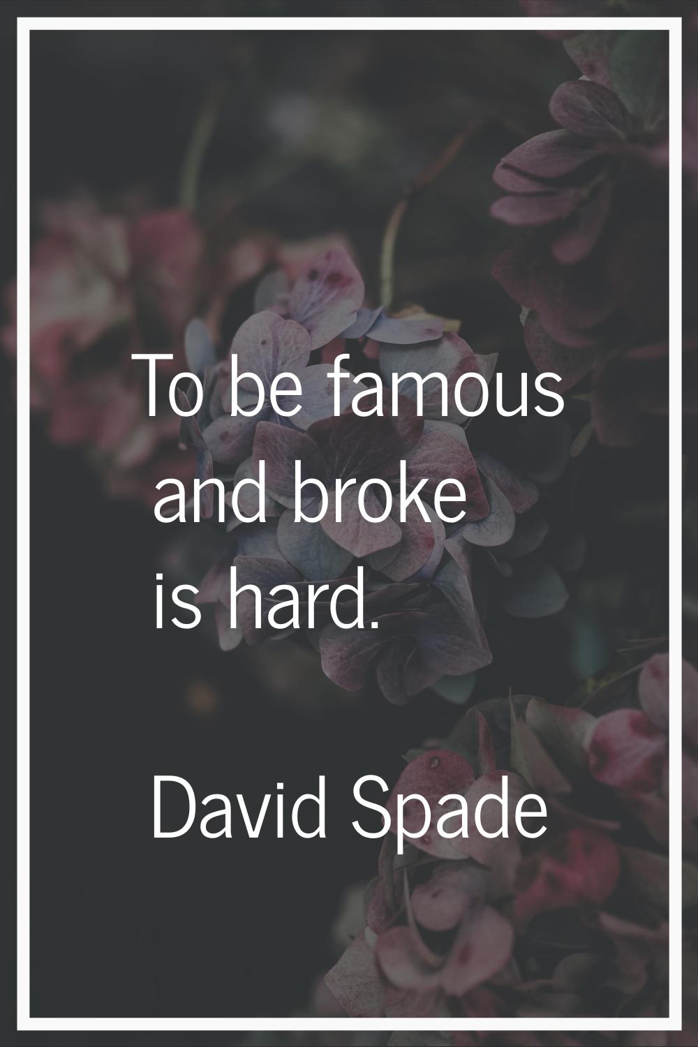 To be famous and broke is hard.