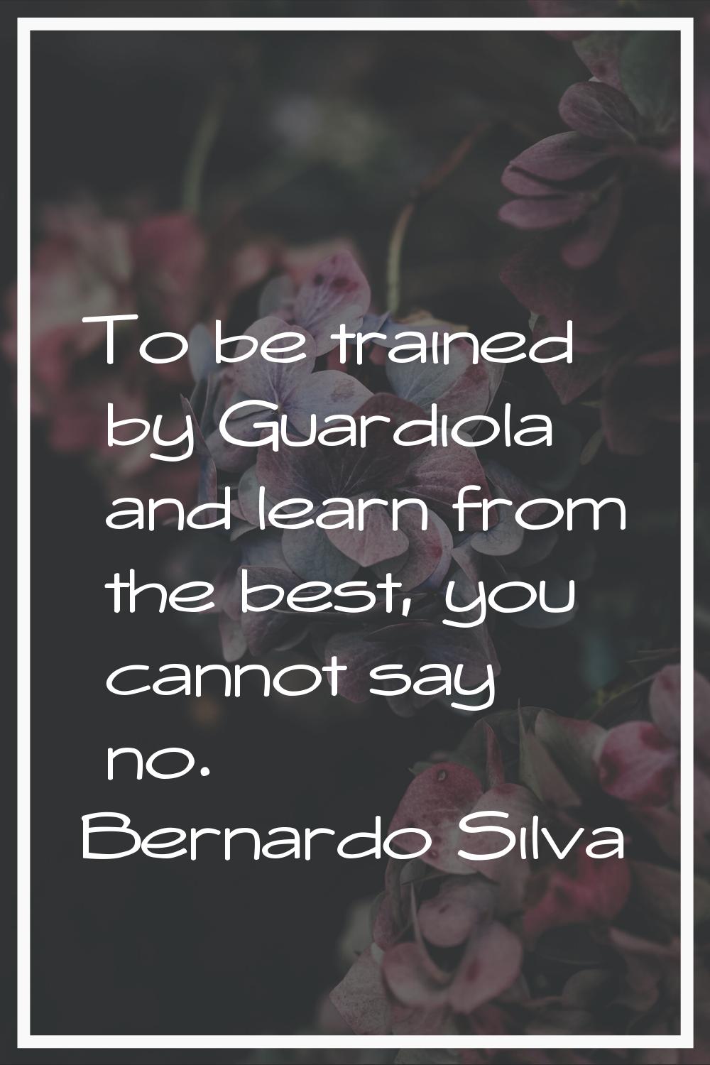 To be trained by Guardiola and learn from the best, you cannot say no.