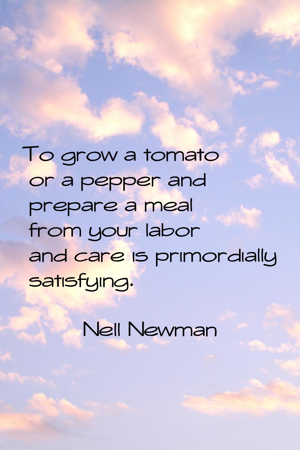 To grow a tomato or a pepper and prepare a meal from your labor and care is primordially satisfying