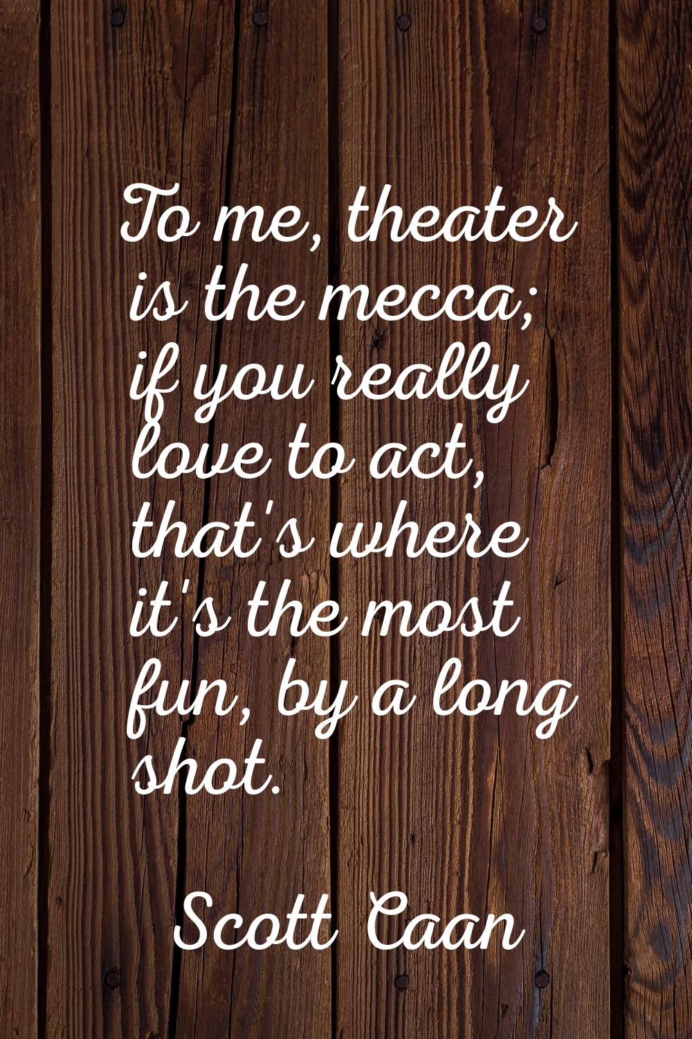 To me, theater is the mecca; if you really love to act, that's where it's the most fun, by a long s