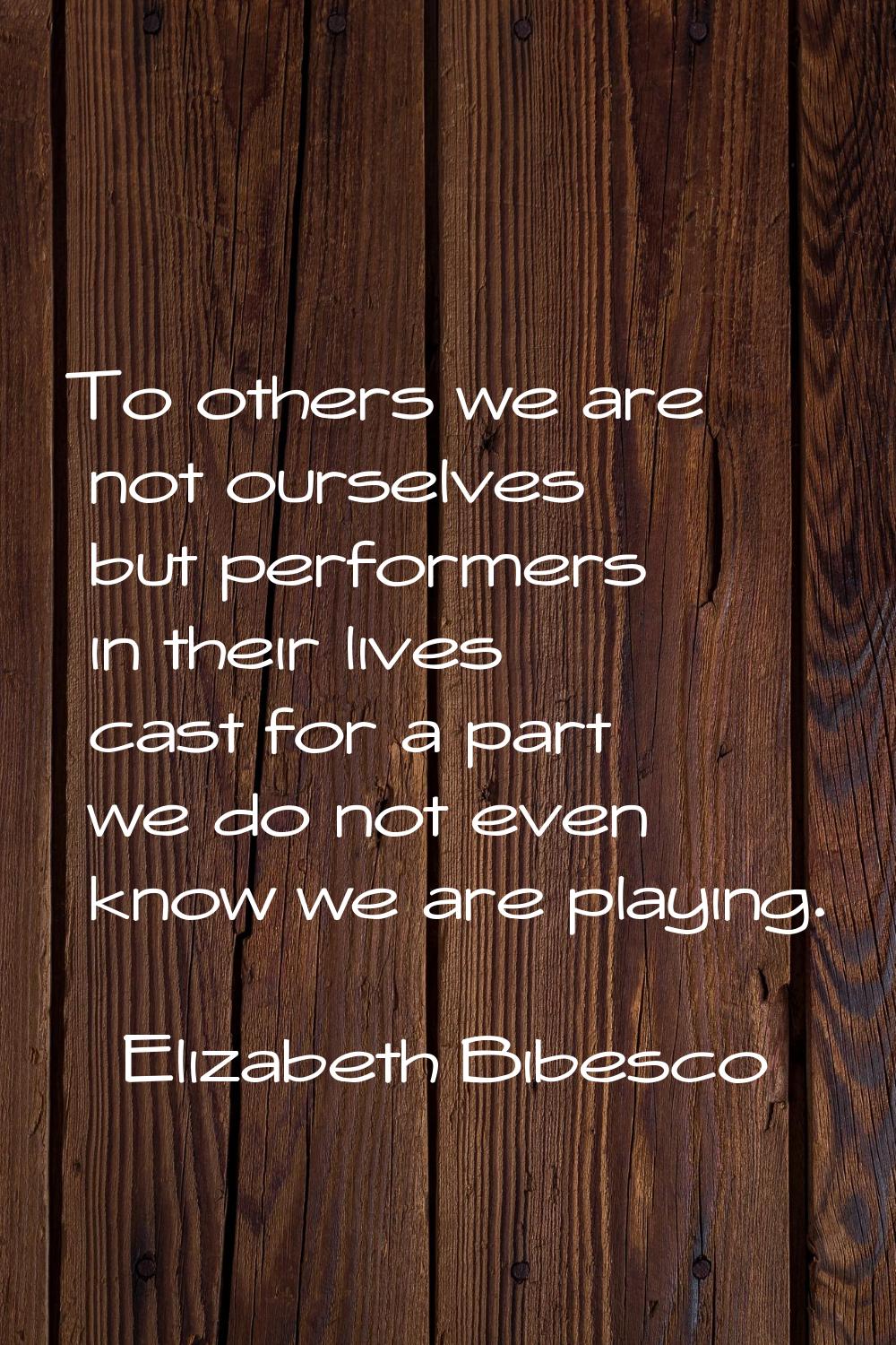 To others we are not ourselves but performers in their lives cast for a part we do not even know we