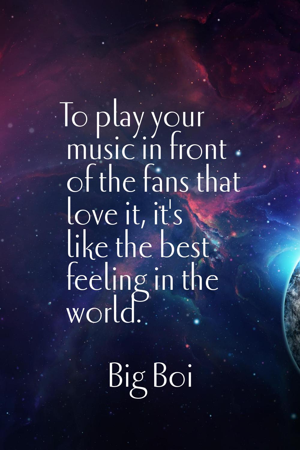 To play your music in front of the fans that love it, it's like the best feeling in the world.