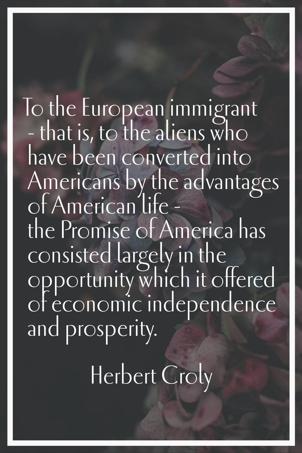 To the European immigrant - that is, to the aliens who have been converted into Americans by the ad