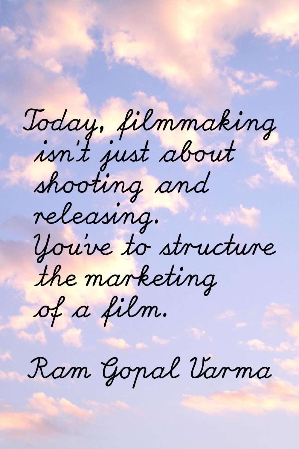 Today, filmmaking isn't just about shooting and releasing. You've to structure the marketing of a f
