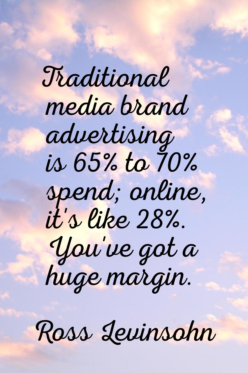 Traditional media brand advertising is 65% to 70% spend; online, it's like 28%. You've got a huge m