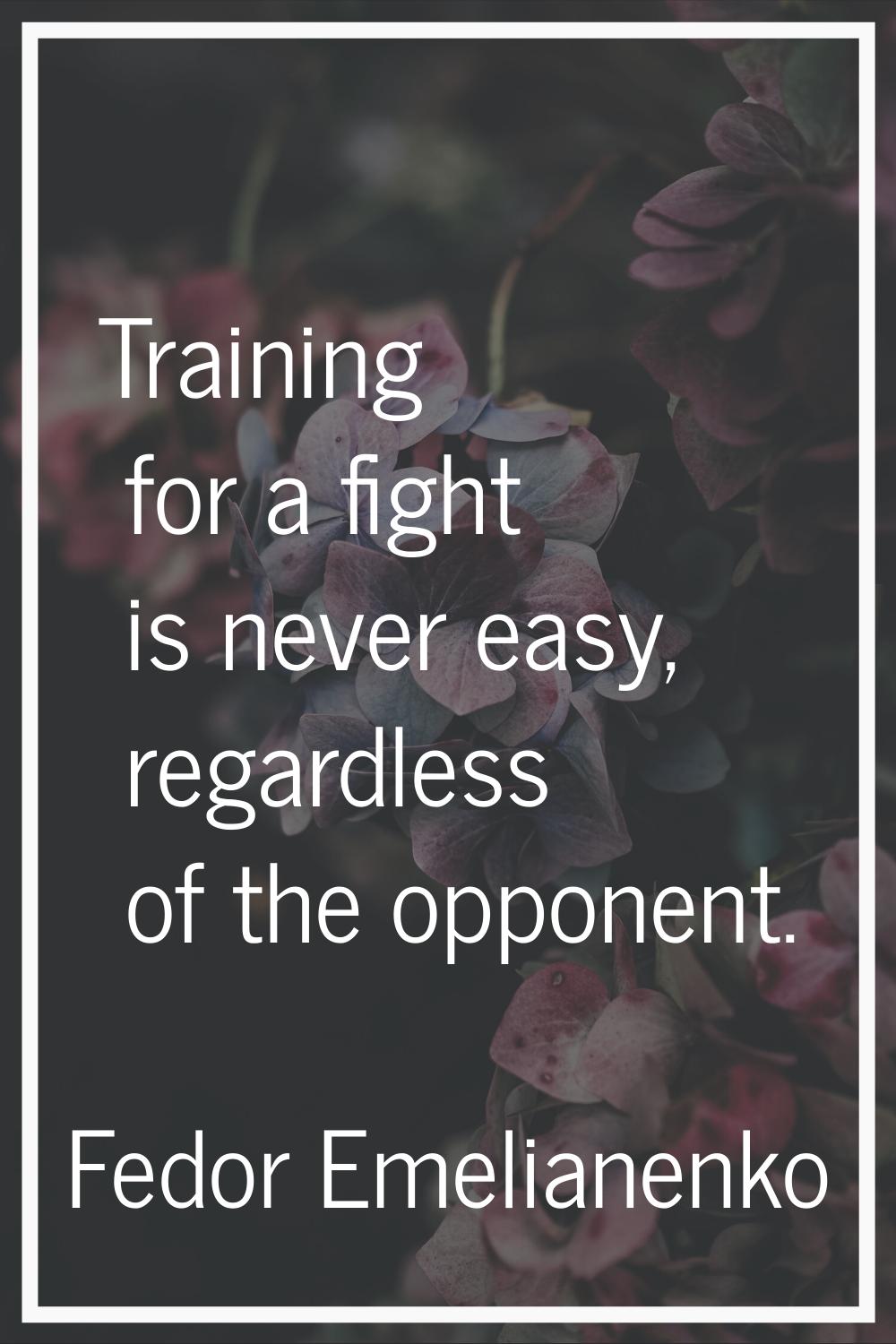 Training for a fight is never easy, regardless of the opponent.