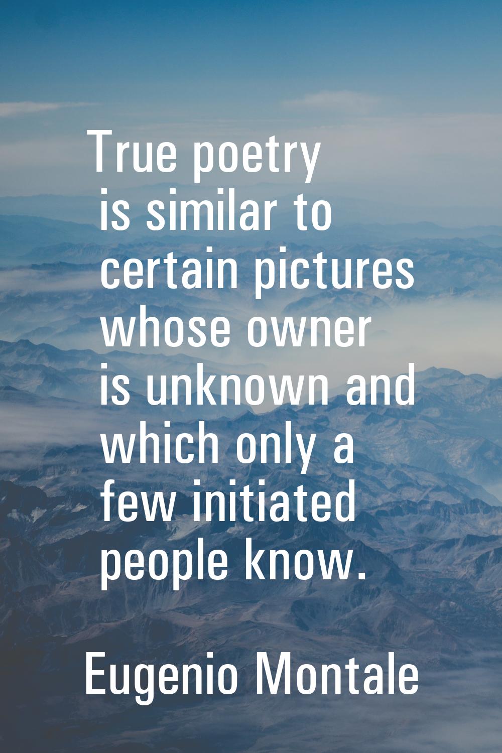 True poetry is similar to certain pictures whose owner is unknown and which only a few initiated pe