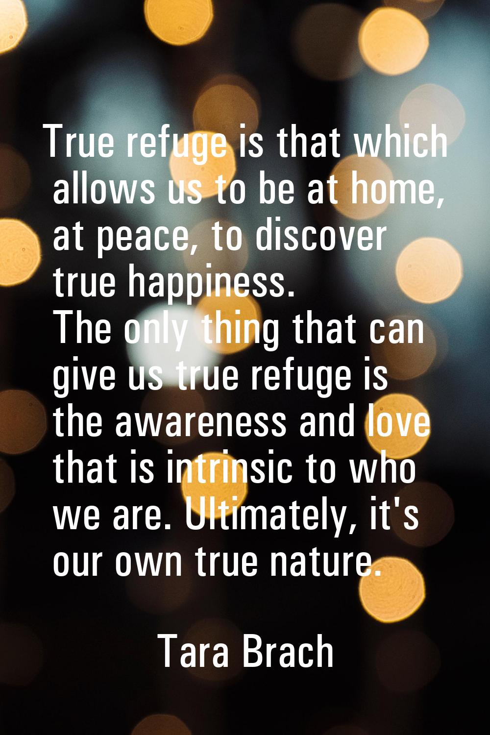 True refuge is that which allows us to be at home, at peace, to discover true happiness. The only t