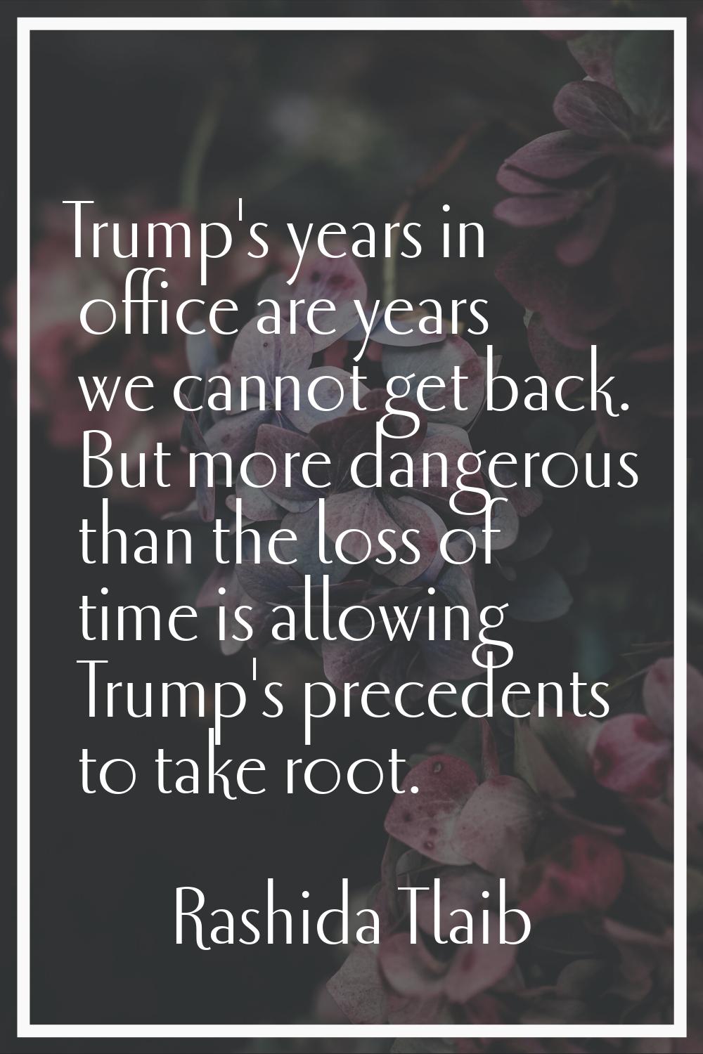 Trump's years in office are years we cannot get back. But more dangerous than the loss of time is a