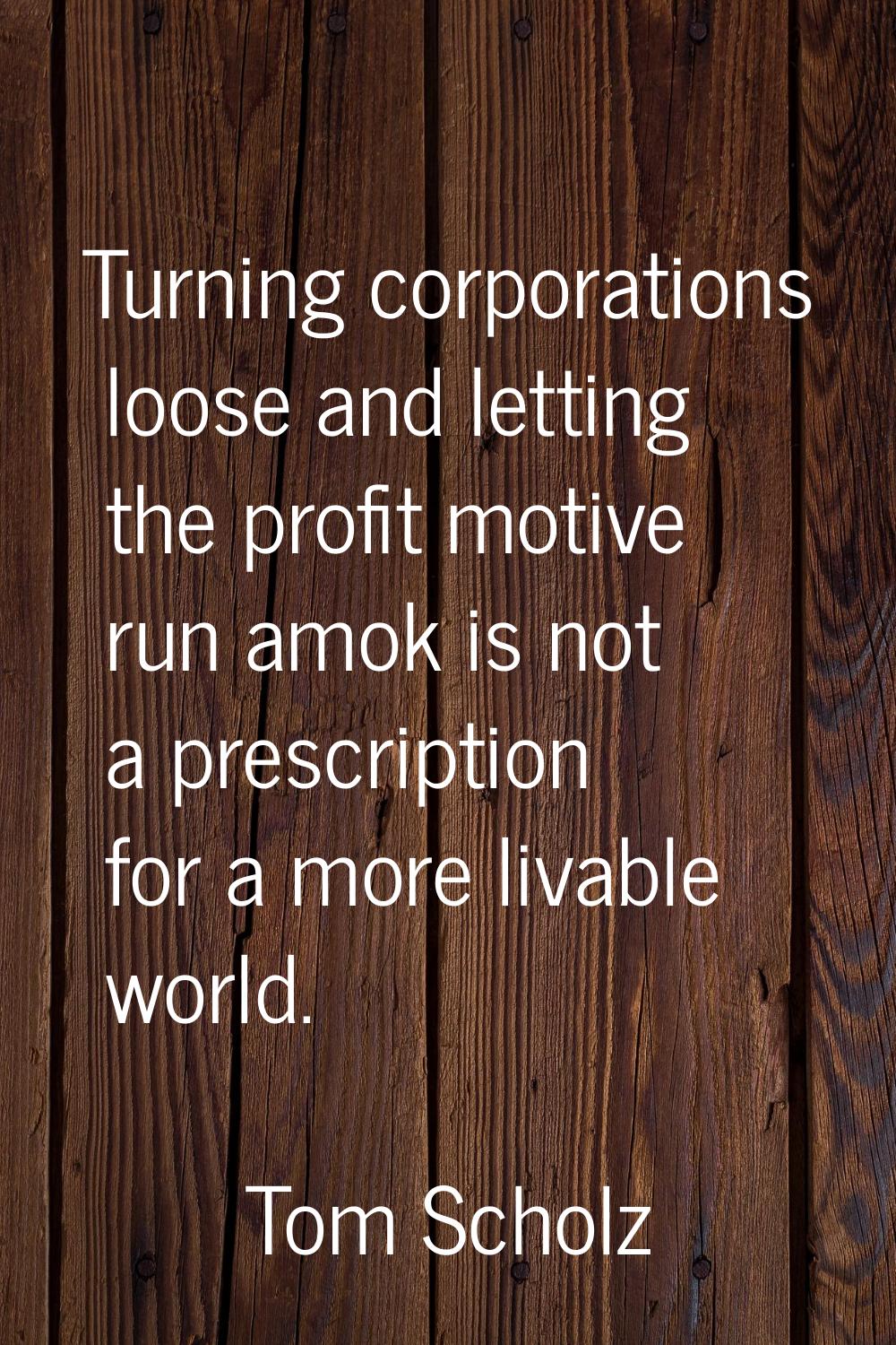 Turning corporations loose and letting the profit motive run amok is not a prescription for a more 