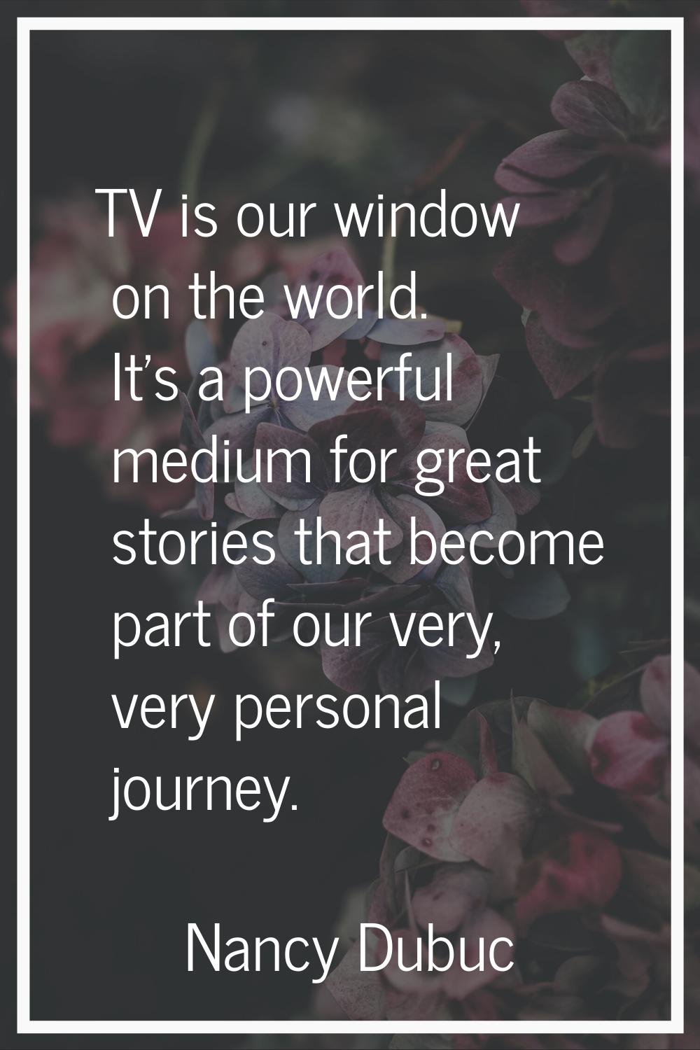 TV is our window on the world. It's a powerful medium for great stories that become part of our ver