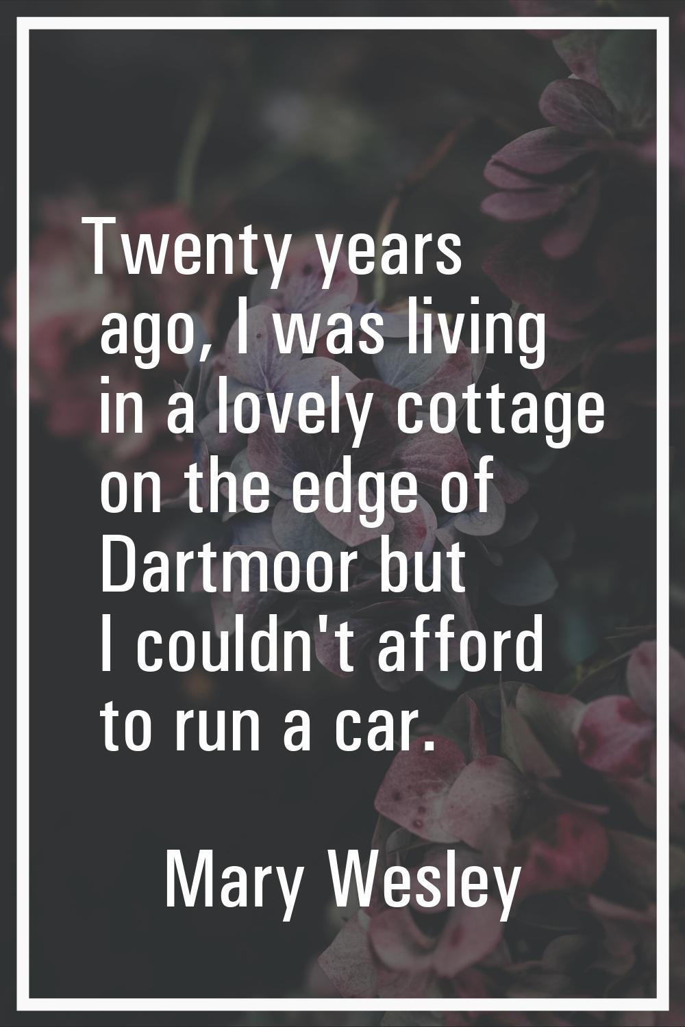 Twenty years ago, I was living in a lovely cottage on the edge of Dartmoor but I couldn't afford to