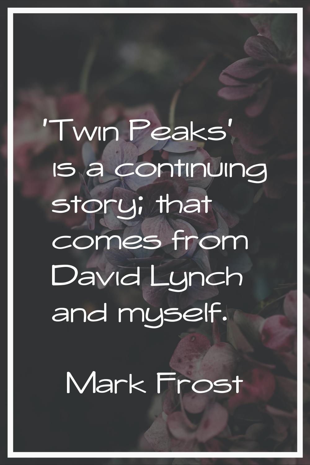 'Twin Peaks' is a continuing story; that comes from David Lynch and myself.