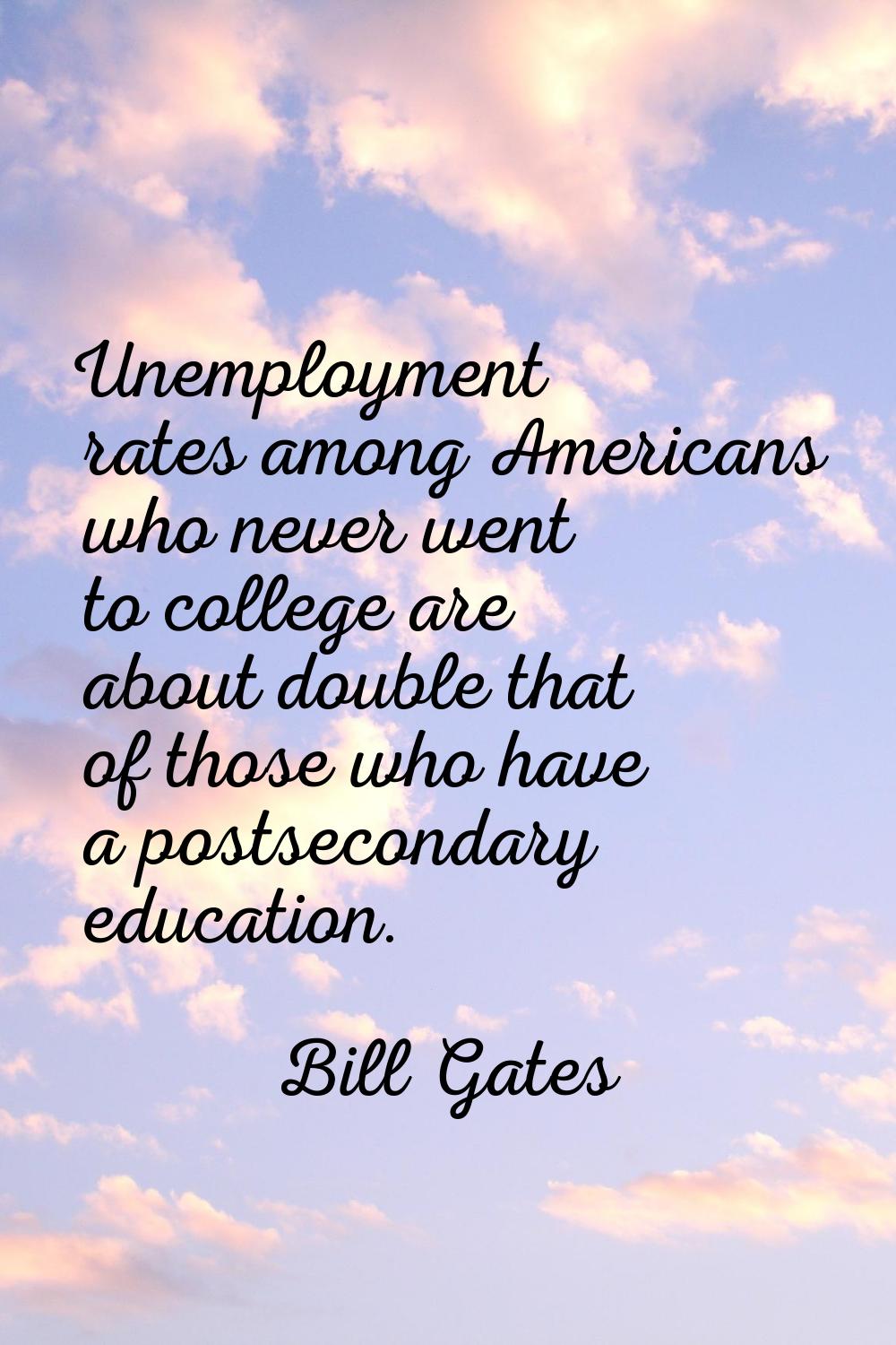 Unemployment rates among Americans who never went to college are about double that of those who hav