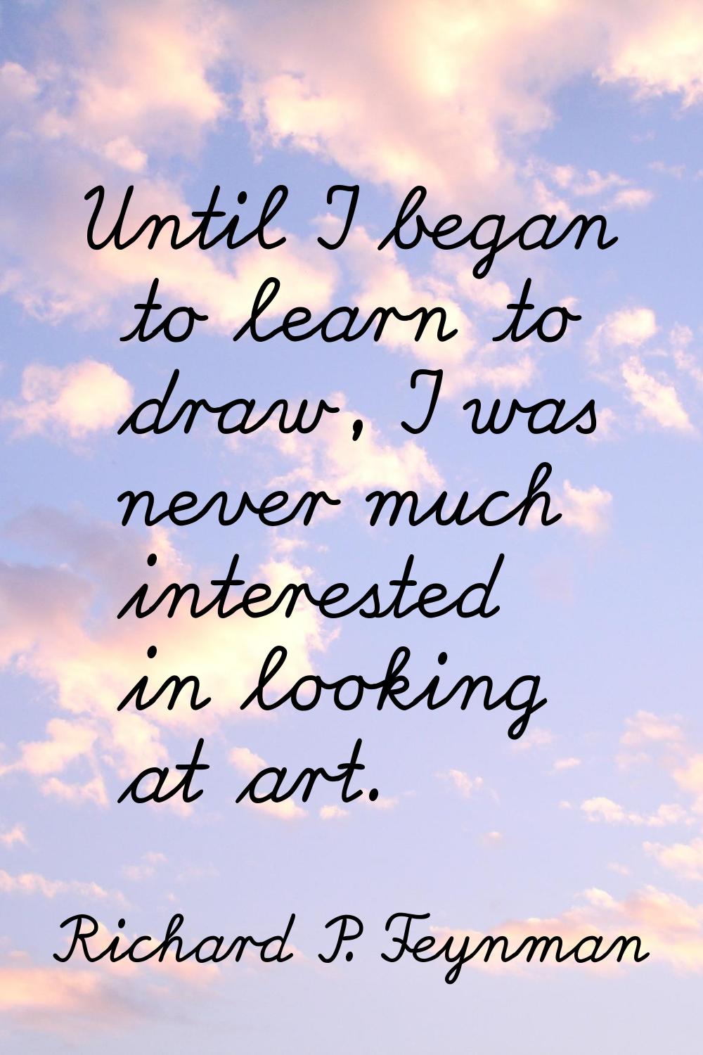 Until I began to learn to draw, I was never much interested in looking at art.