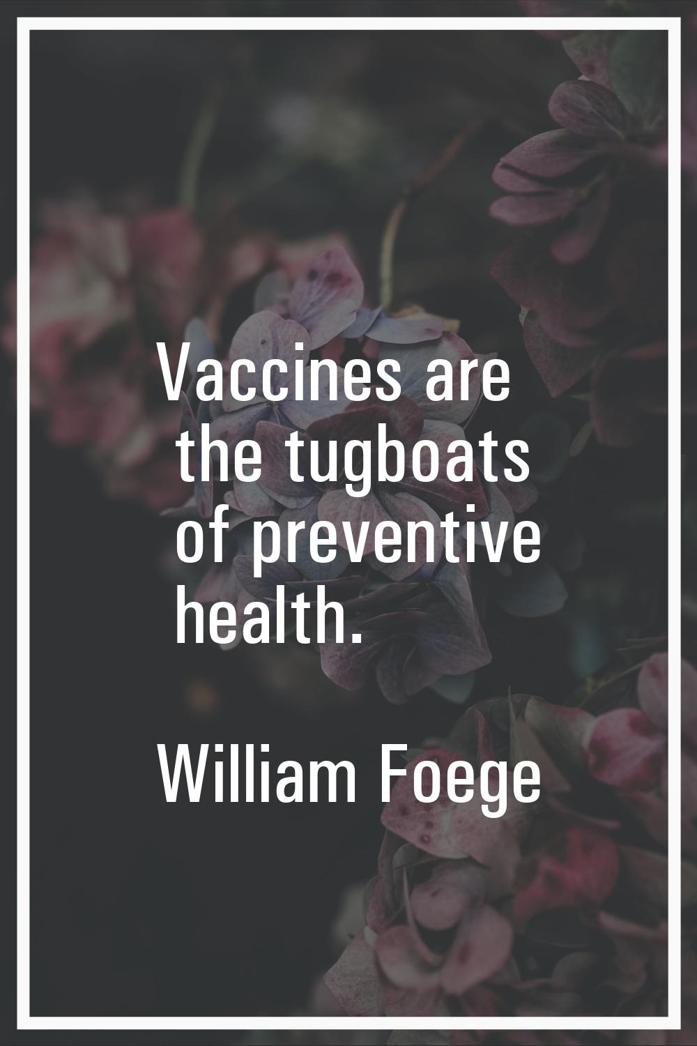 Vaccines are the tugboats of preventive health.