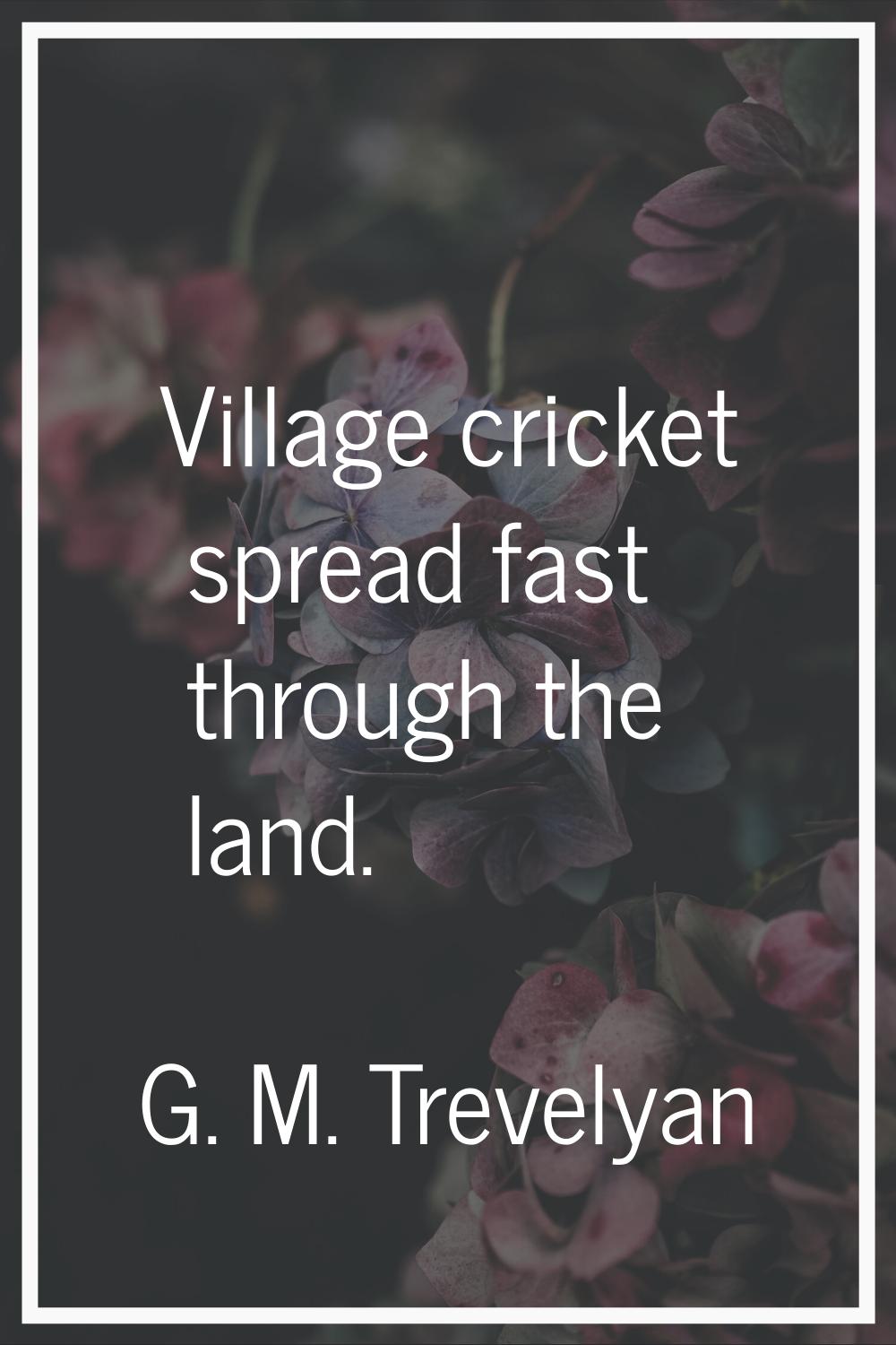 Village cricket spread fast through the land.