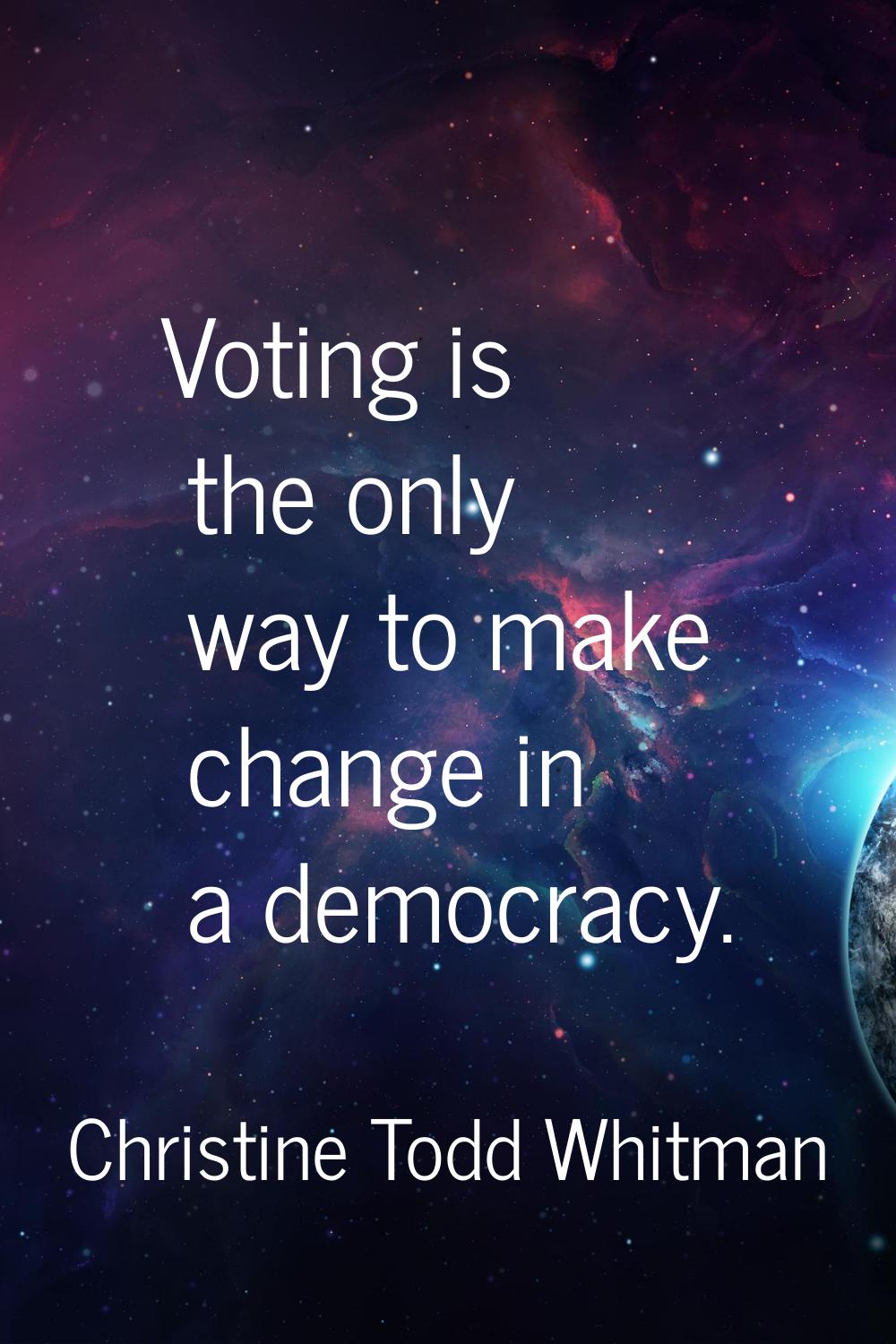 Voting is the only way to make change in a democracy.