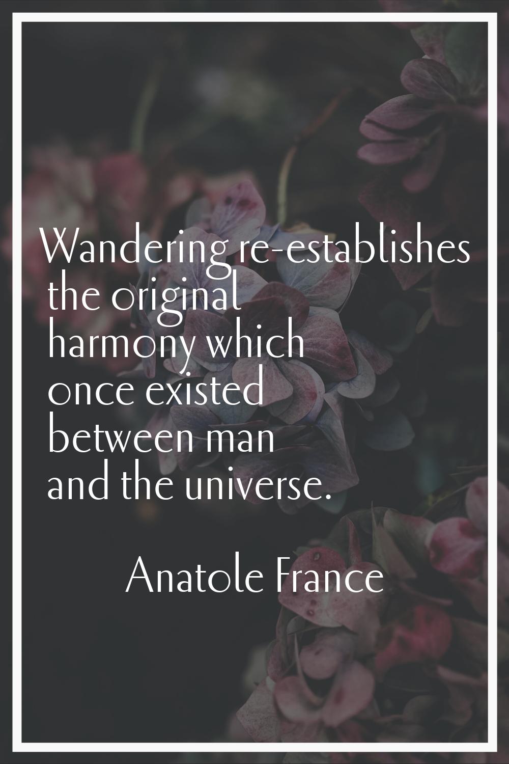 Wandering re-establishes the original harmony which once existed between man and the universe.