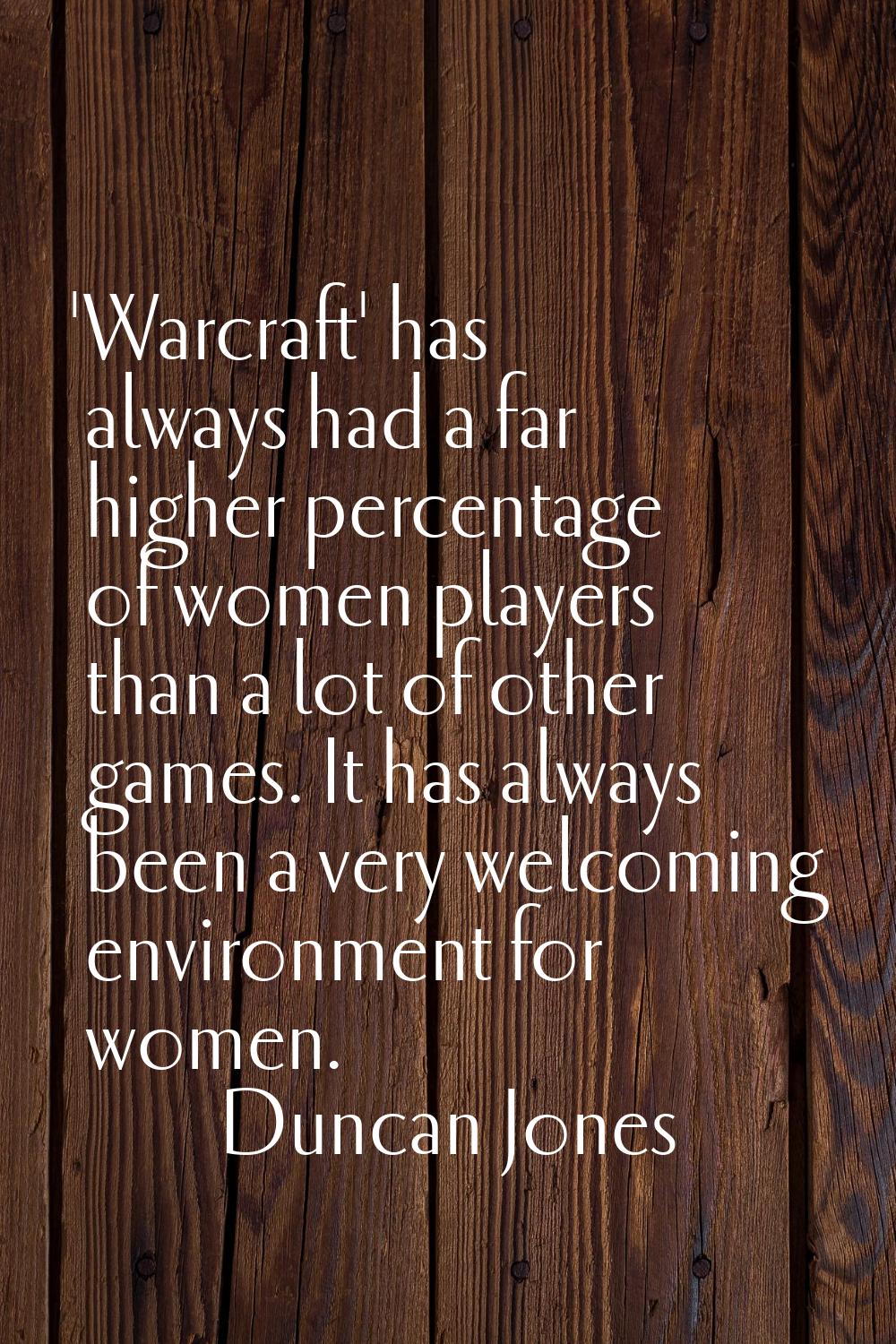 'Warcraft' has always had a far higher percentage of women players than a lot of other games. It ha