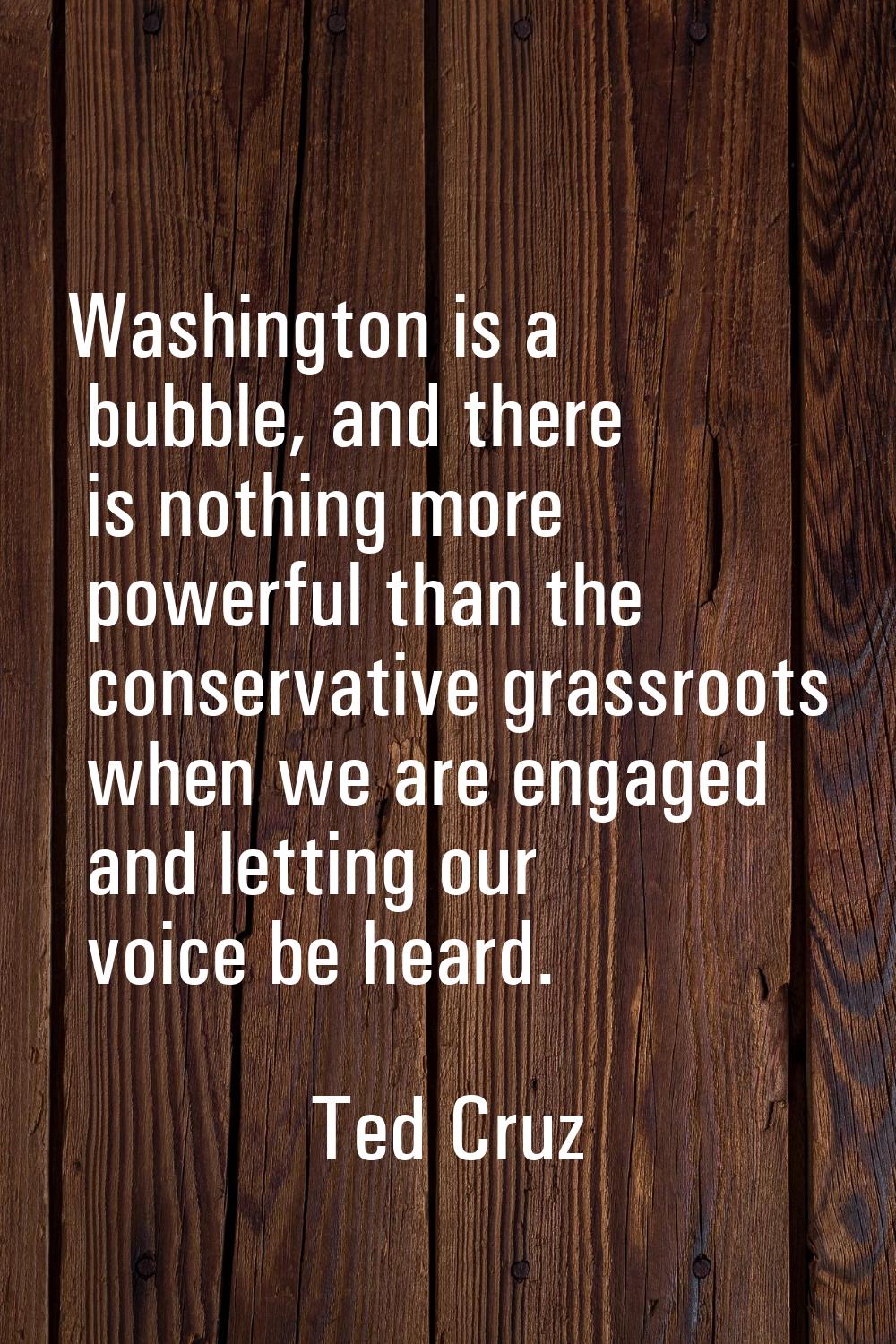 Washington is a bubble, and there is nothing more powerful than the conservative grassroots when we