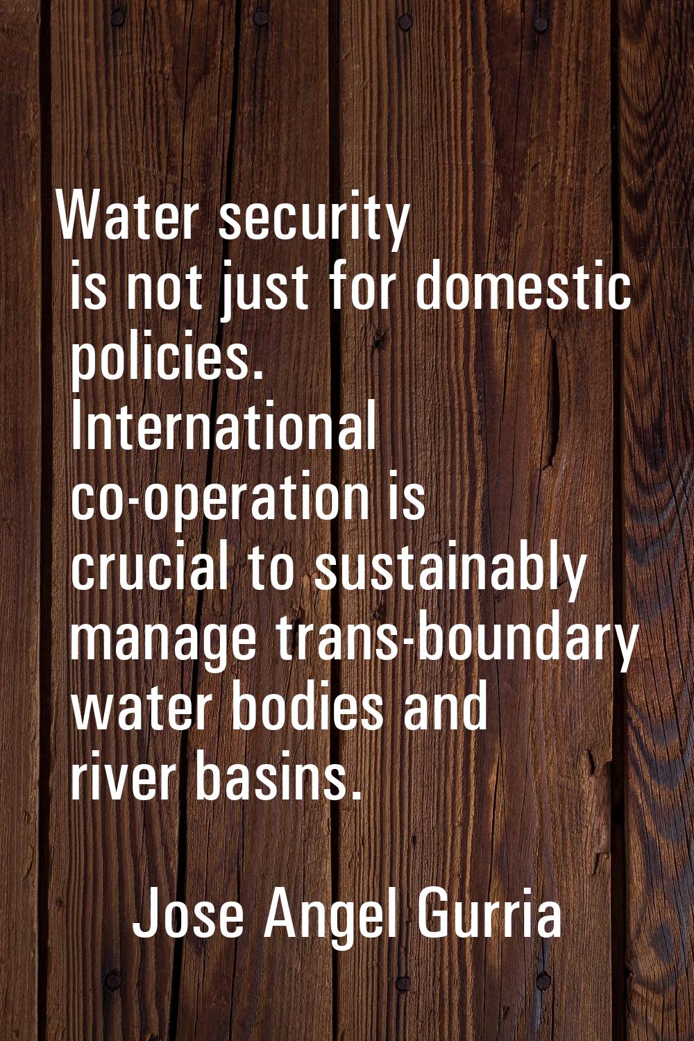 Water security is not just for domestic policies. International co-operation is crucial to sustaina