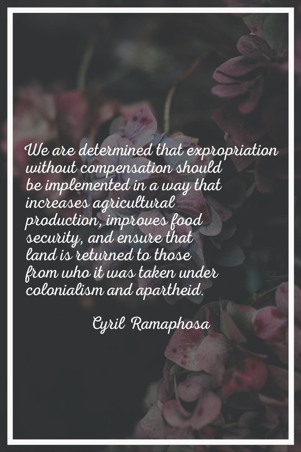 We are determined that expropriation without compensation should be implemented in a way that incre