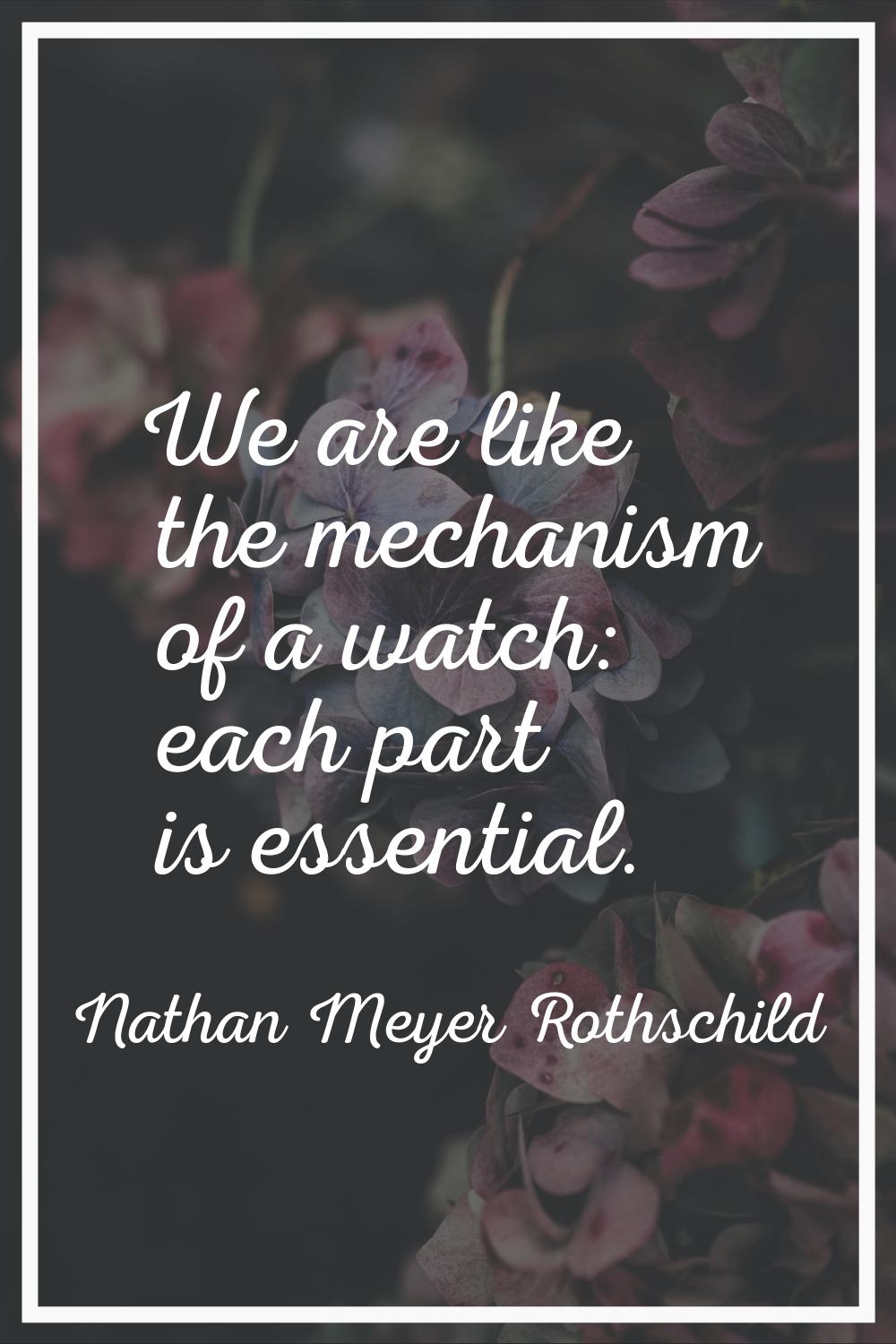 We are like the mechanism of a watch: each part is essential.