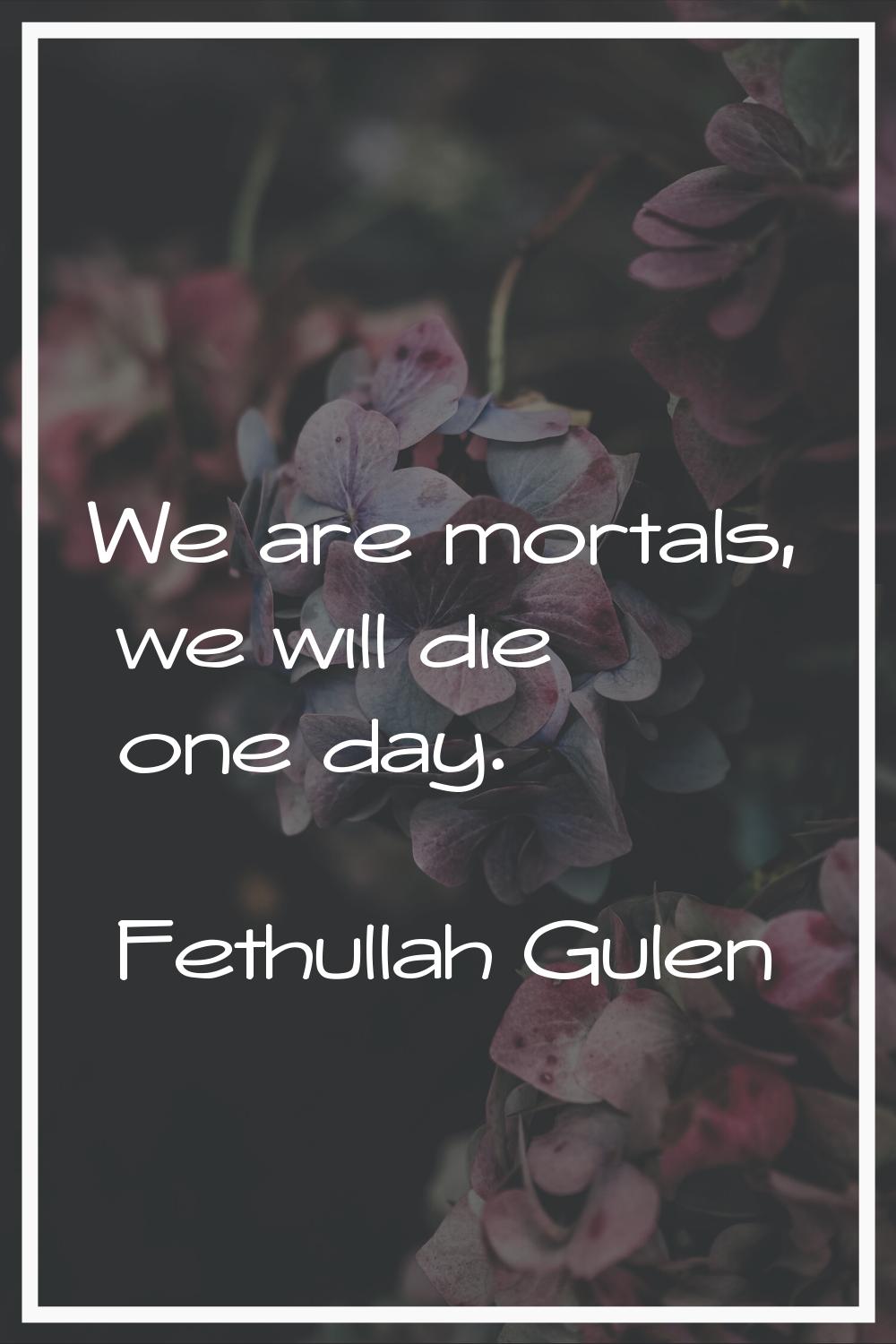 We are mortals, we will die one day.