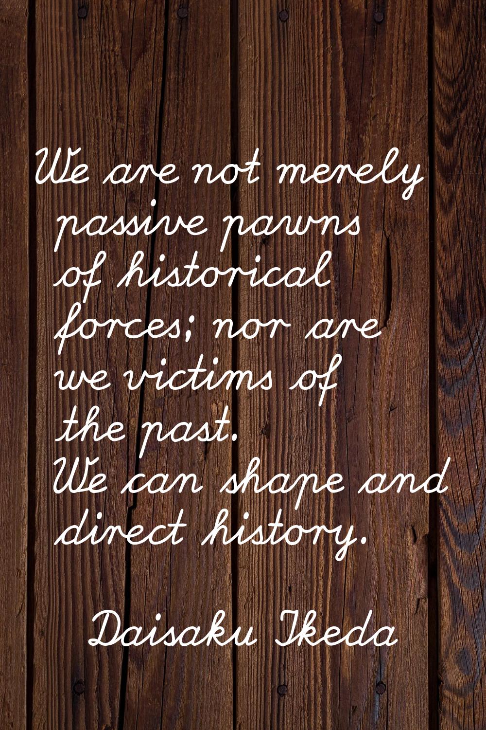 We are not merely passive pawns of historical forces; nor are we victims of the past. We can shape 