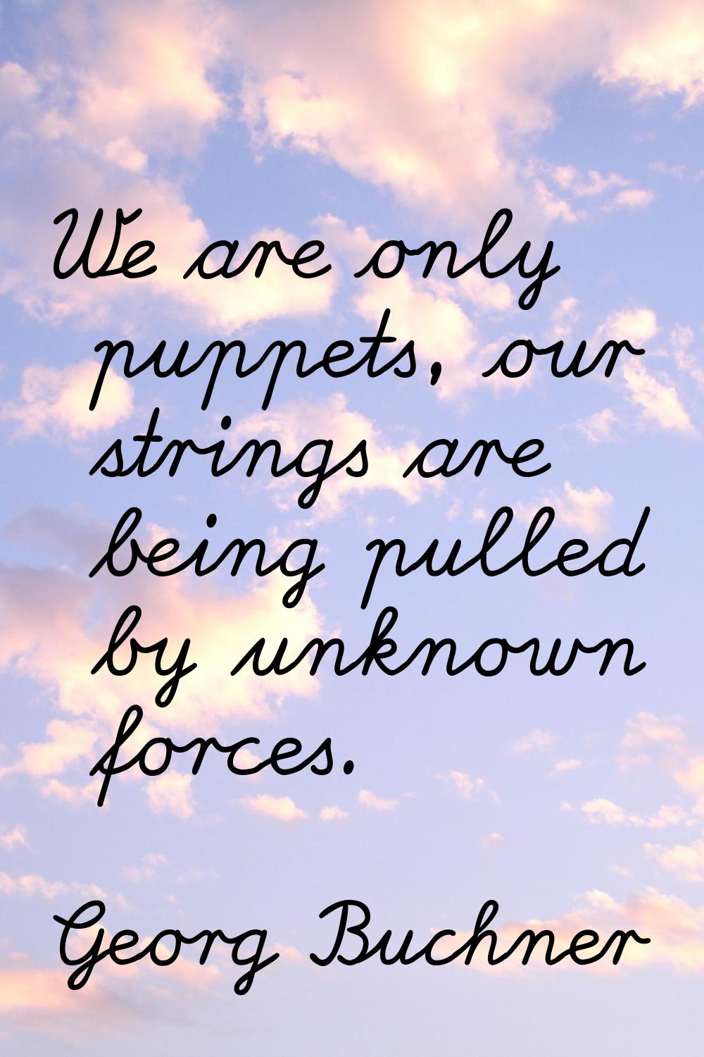 We are only puppets, our strings are being pulled by unknown forces.