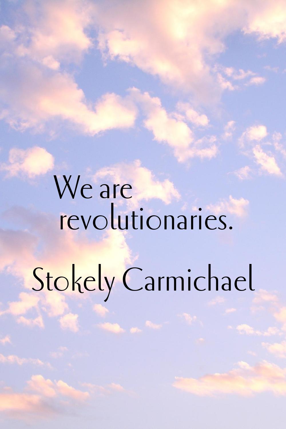 We are revolutionaries.