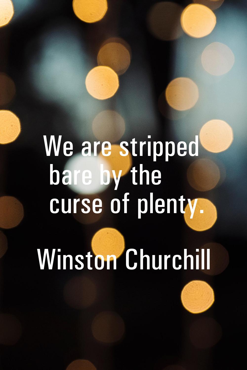 We are stripped bare by the curse of plenty.