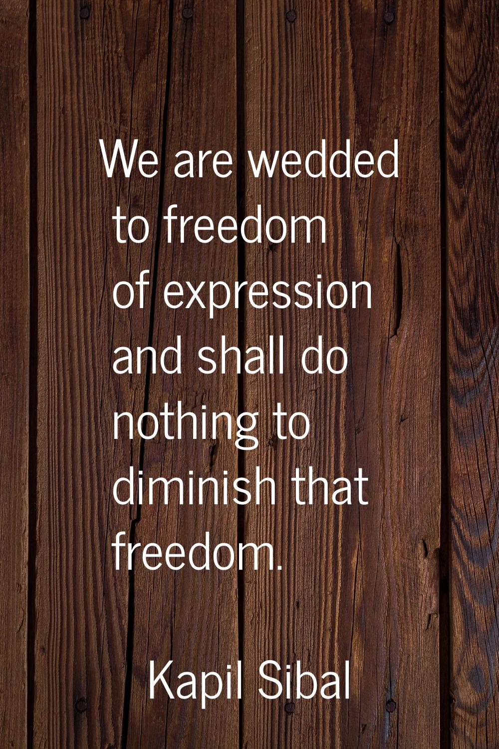We are wedded to freedom of expression and shall do nothing to diminish that freedom.