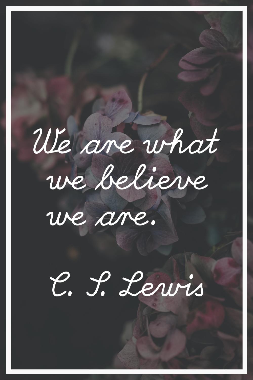 We are what we believe we are.