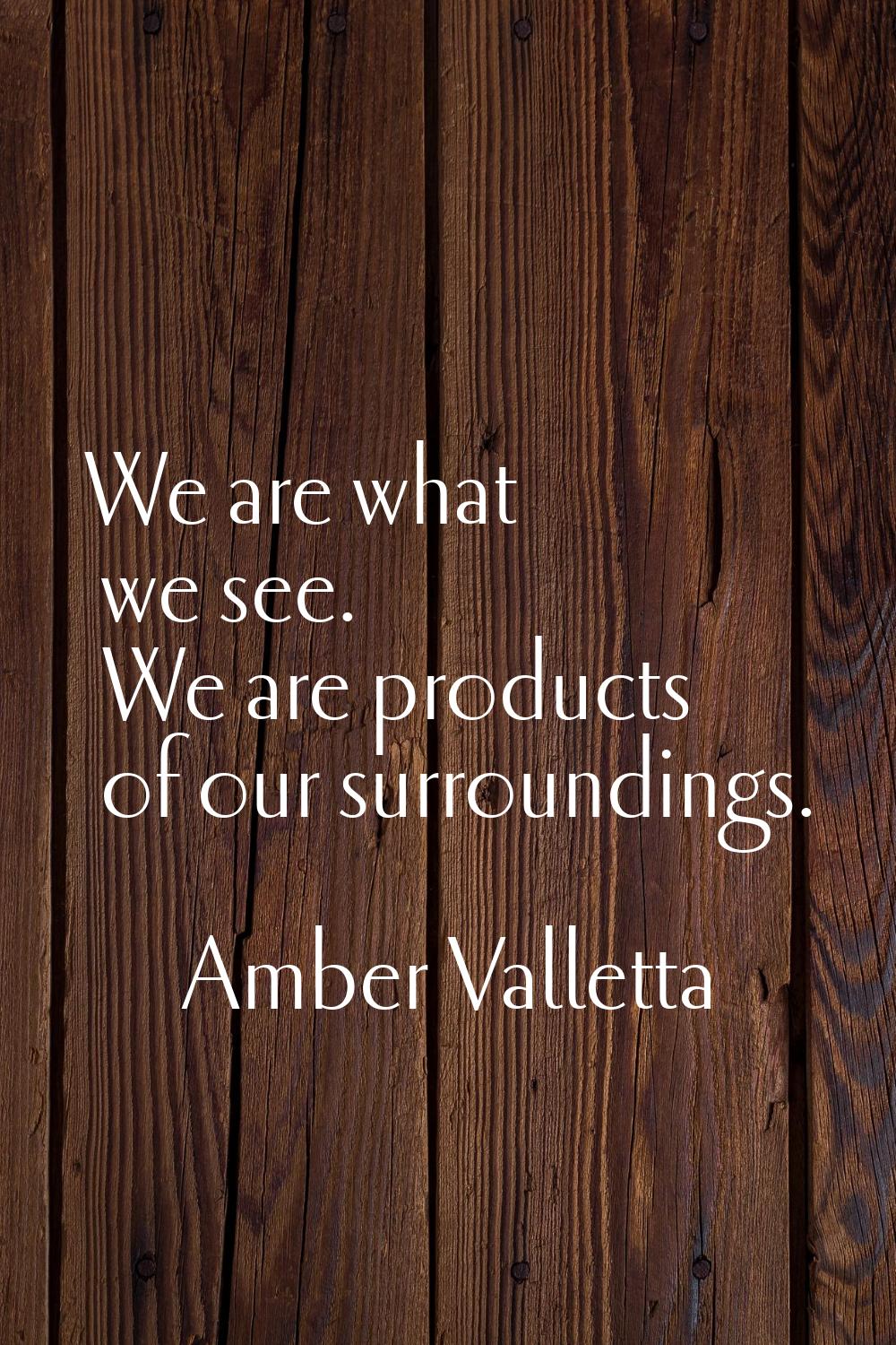 We are what we see. We are products of our surroundings.
