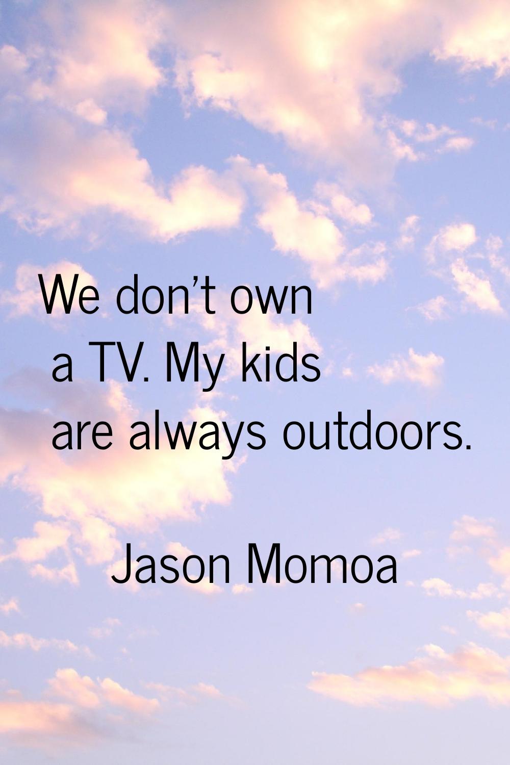 We don't own a TV. My kids are always outdoors.
