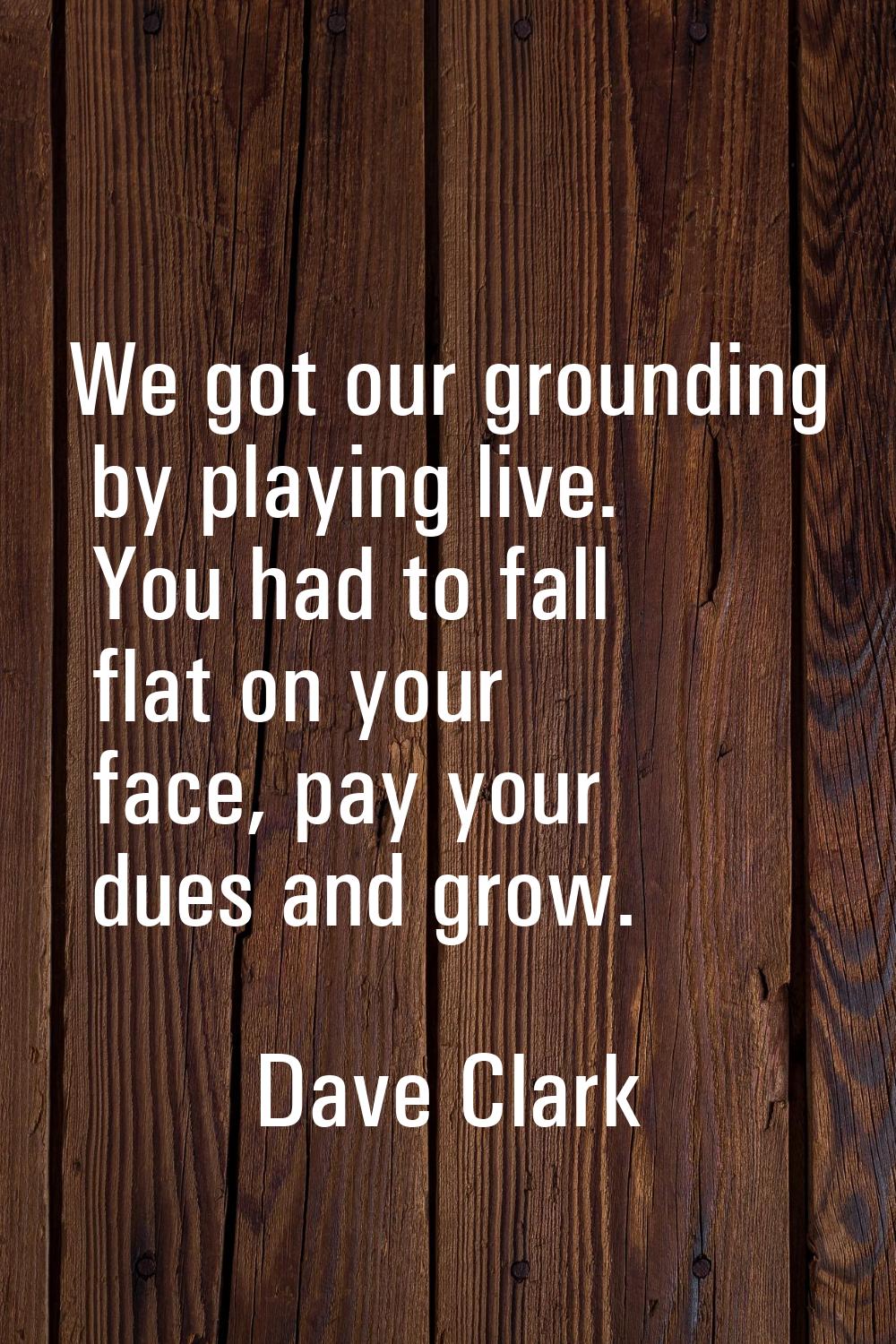 We got our grounding by playing live. You had to fall flat on your face, pay your dues and grow.