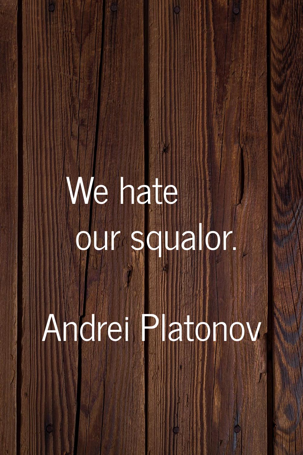 We hate our squalor.