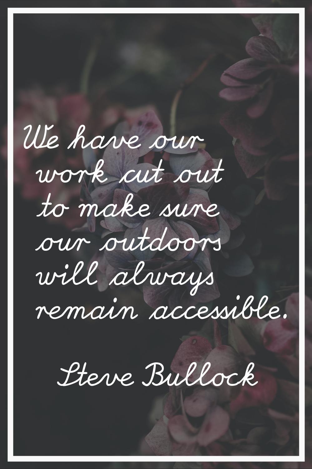 We have our work cut out to make sure our outdoors will always remain accessible.
