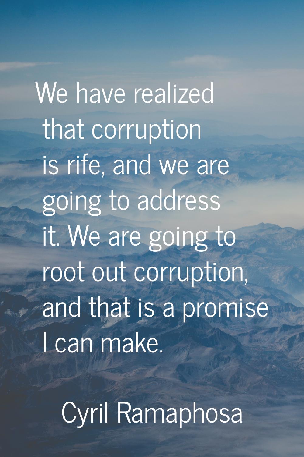 We have realized that corruption is rife, and we are going to address it. We are going to root out 