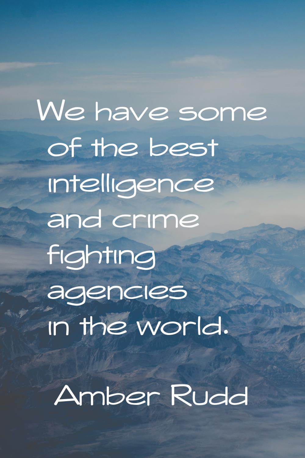 We have some of the best intelligence and crime fighting agencies in the world.