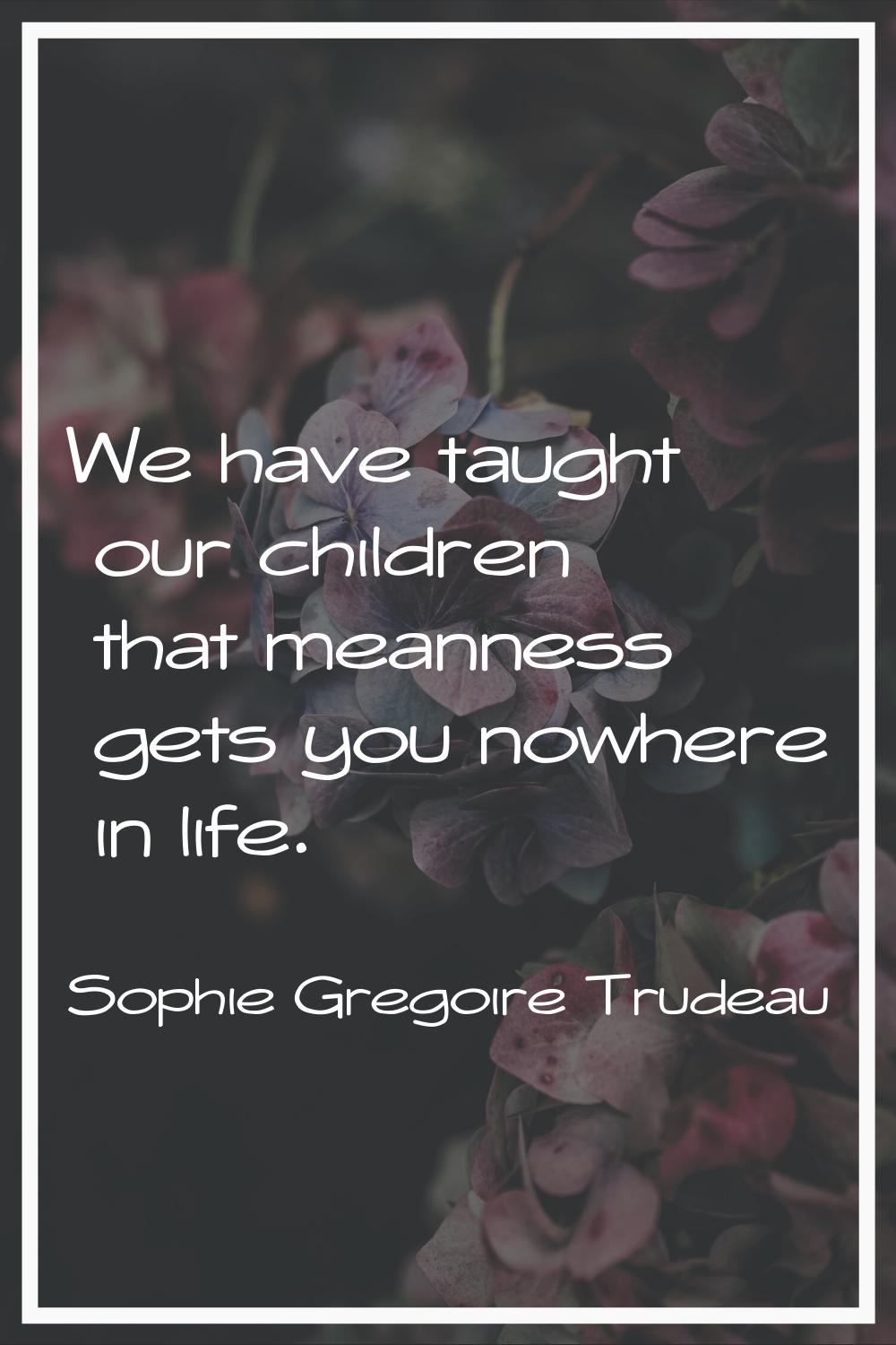 We have taught our children that meanness gets you nowhere in life.