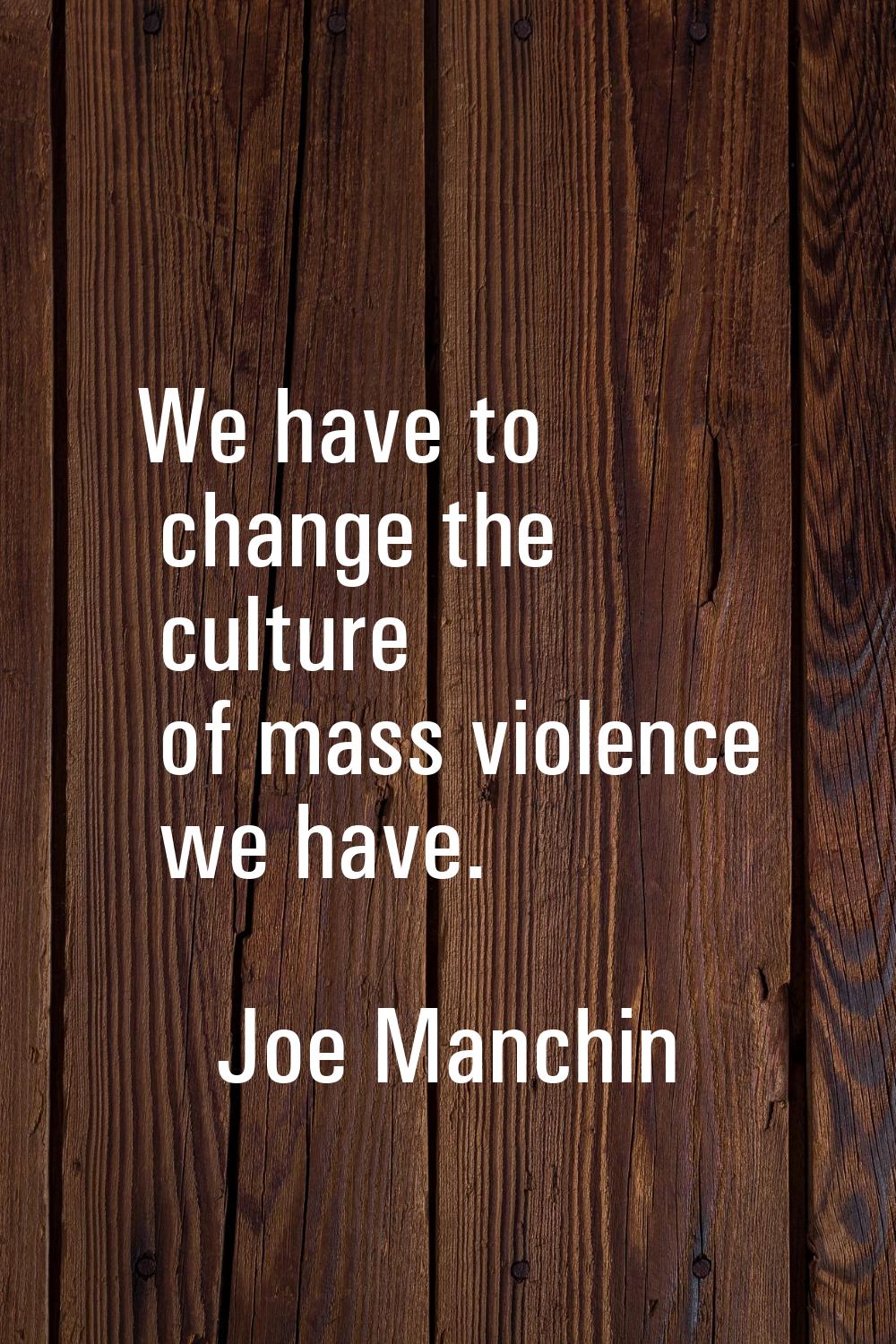 We have to change the culture of mass violence we have.
