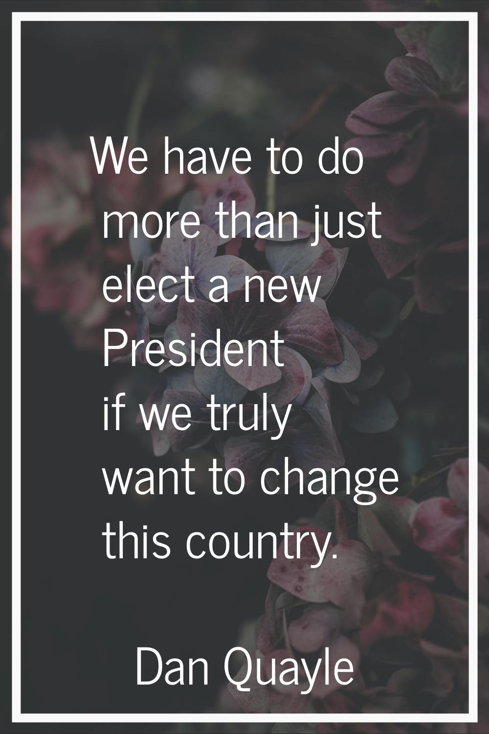 We have to do more than just elect a new President if we truly want to change this country.