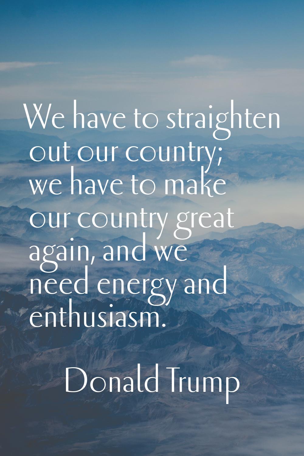 We have to straighten out our country; we have to make our country great again, and we need energy 