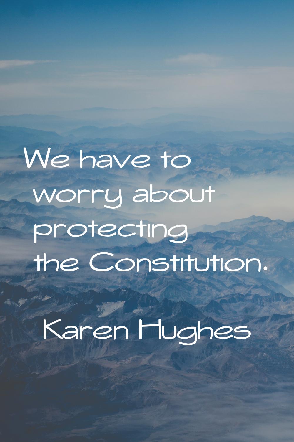 We have to worry about protecting the Constitution.
