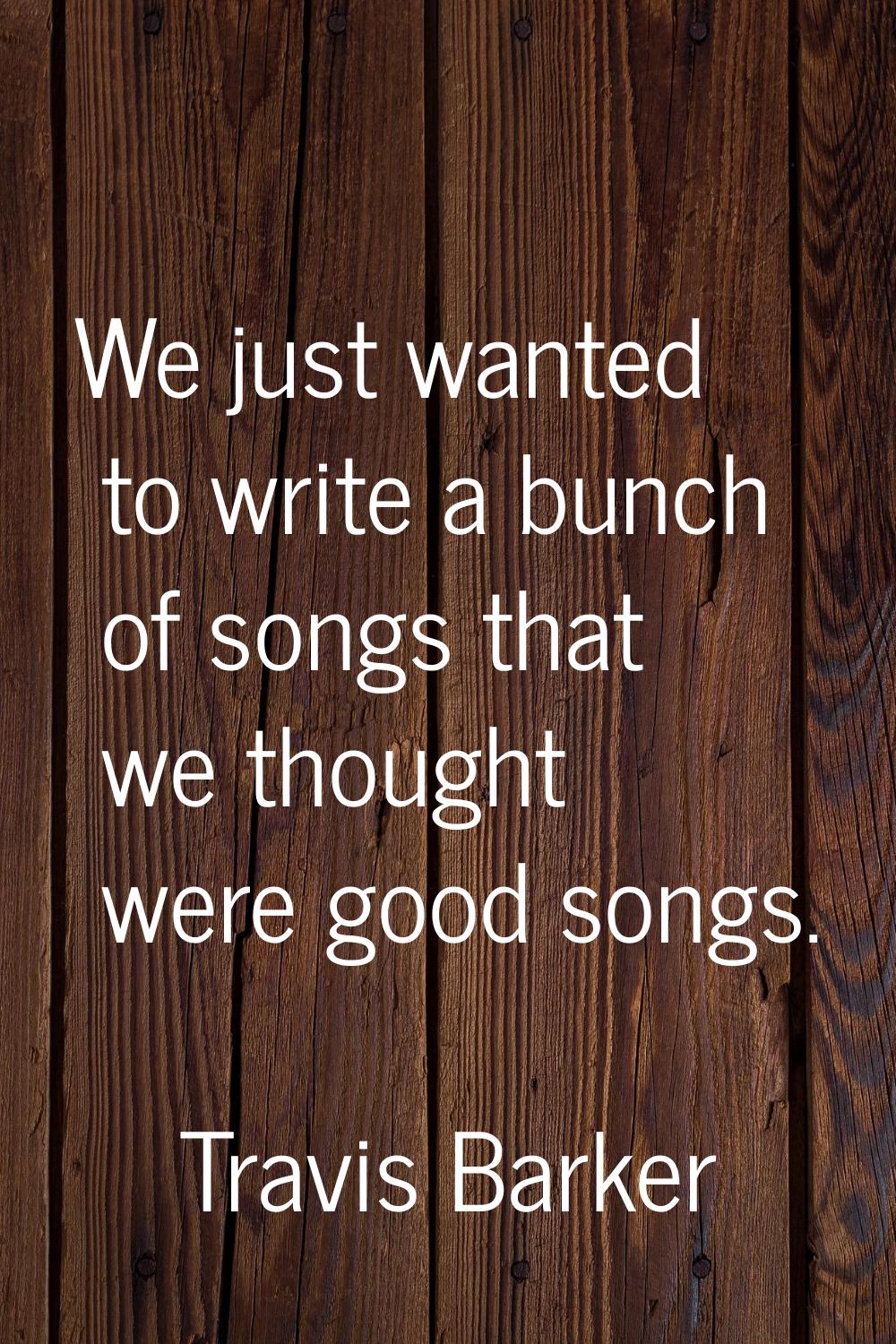 We just wanted to write a bunch of songs that we thought were good songs.