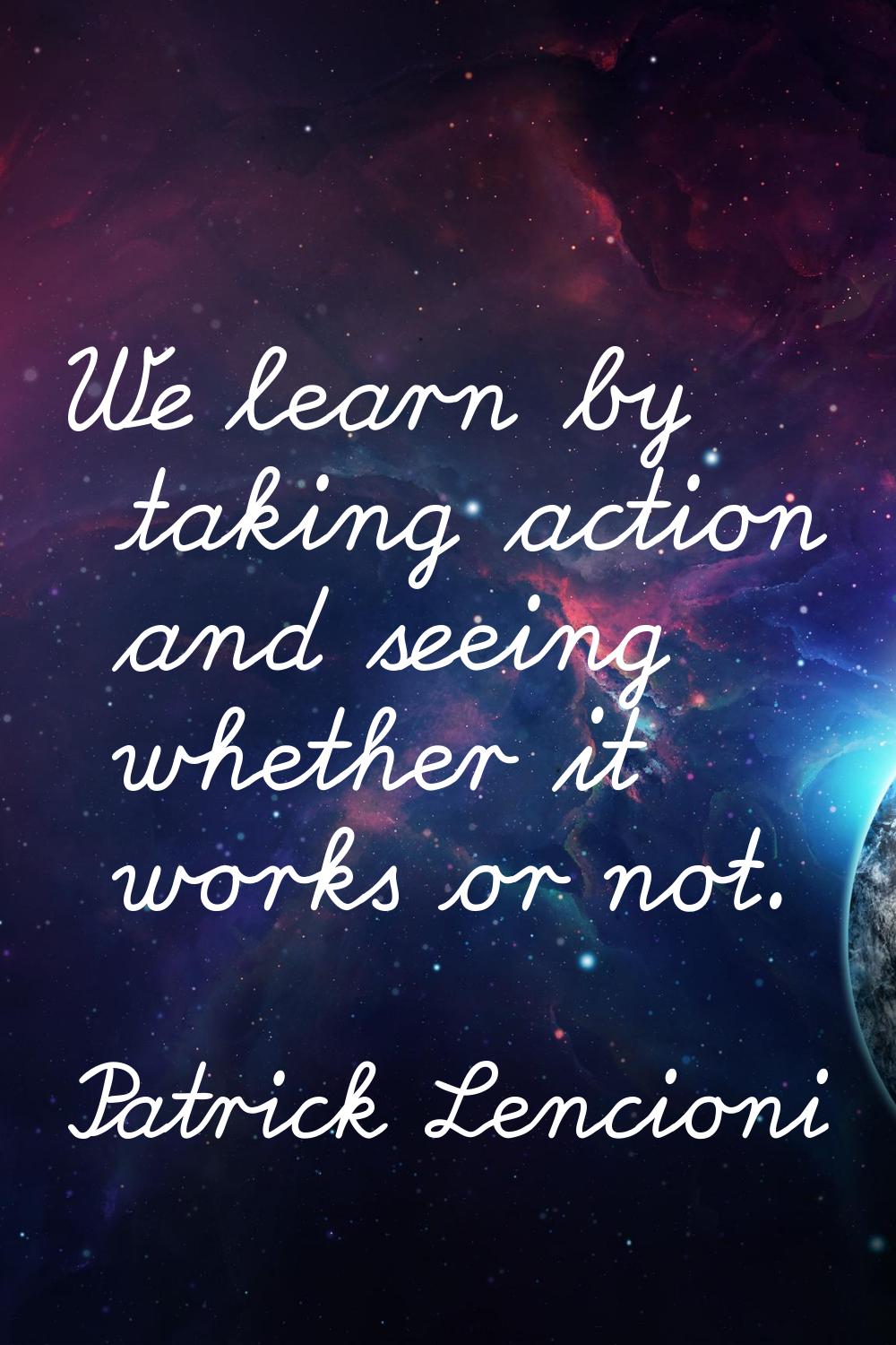 We learn by taking action and seeing whether it works or not.